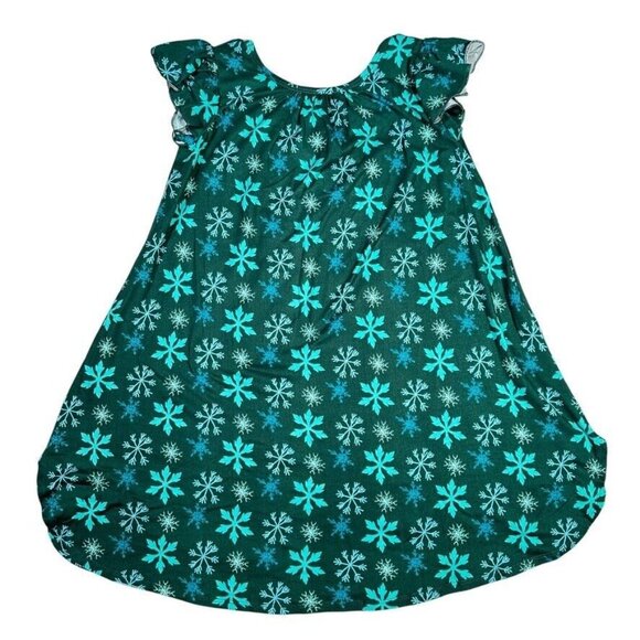 Dot Dot Smile Flapper Dress Sz 7 Snowflake Green Blue Christmas Holiday Winter - Picture 2 of 6